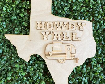DIY wood sign - Texas Welcome Y'all  unfinished cut out door hanger wall decor craft supply sign kit blanks wreath sign
