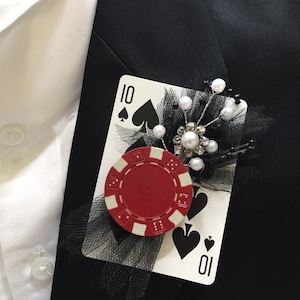Poker Card Boutonniere - Wedding, Prom, Sweet 16, Casino Night, Poker Chip, Game Night, Special Event
