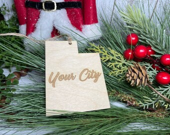 Custom Utah State ornament- personalized city