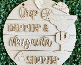 Margarita DIY wood sign - unfinished cut out door hanger wall decor craft supply sign kit blanks round wreath sign
