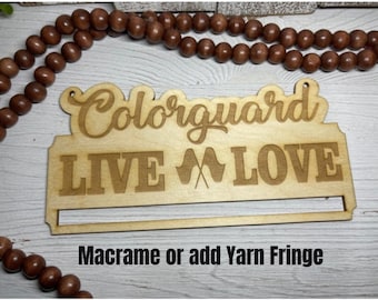 Colorguard DIY wall sign - Color Guard sunglasses marching band drum Corp winter guard yarn fringe macrame