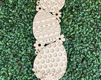 Easter DIY Stacked wood sign - unfinished cut out door hanger wall decor craft supply sign kit blanks round wreath Standing