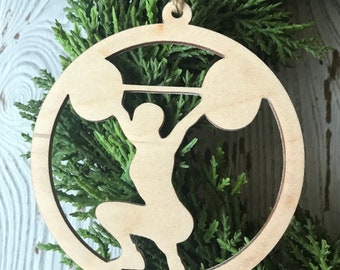 Weightlifting Ornament - tag favor gift gym workout fitness weights