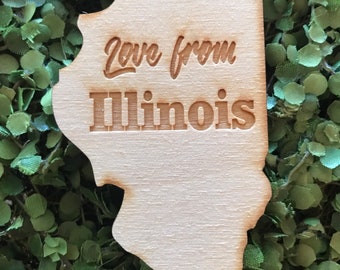 Love from Illinois Ornament tag - Illinois hometown University gift favor  2020 IL state souvenir travel