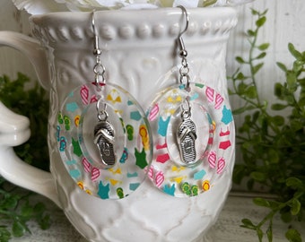 Summer Earrings - Flip flops bikini swimming swim suit pool dangle statement gift