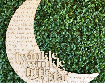 DIY Nursery wood sign - star twinkle natural aqua neutral children kids