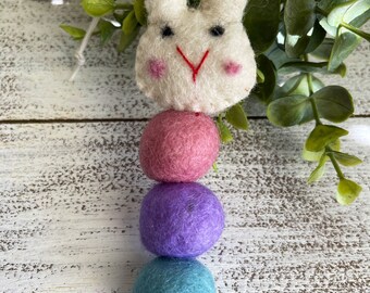 Easter Bunny tag ornament - pink purple pastel blue wool for favor gift basket decor tiered tray