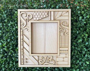 DIY Frame wood sign - Vintage Rustic Farmhouse Picture Frame unfinished cut out door hanger wall decor craft supply sign kit blanks