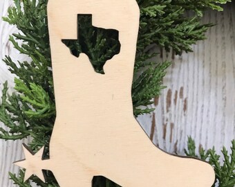 Texas Boot Ornament Christmas tag