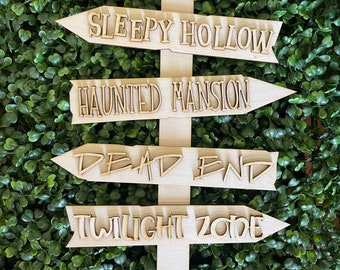 Halloween Street DIY wood sign - Boo witch haunted house unfinished cut out standing leaner decor craft supply sign kit blanks wreath