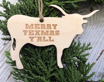Texas Longhorn Ornament Christmas tag 2023