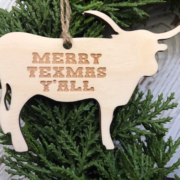 Texas Longhorn Ornament Christmas tag 2023