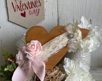 Valentine's Day Arrow heart- Cupid shabby whimsical vintage home decor felt farmhouse red xoxo love