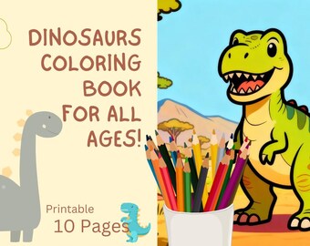Kolorowanki z dinozaurami dla dzieci | 10 arkuszy do druku z dinozaurami z dżungli i sawanny