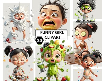 Clipart de chica divertida: Caras divertidas PNG para proyectos creativos de manualidades