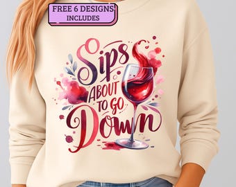 Diseño de sublimación con frase divertida sobre vino para camisetas de despedida de soltera.
