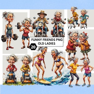 Funny Friends PNG Clipart - Crazy Old Ladies and Besties for Crafts, Sublimation & Scrapbooking Projects