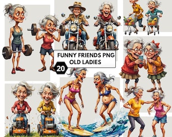 Amigos divertidos PNG Clipart - Ancianas y mejores amigas locas para proyectos de manualidades, sublimación y scrapbooking