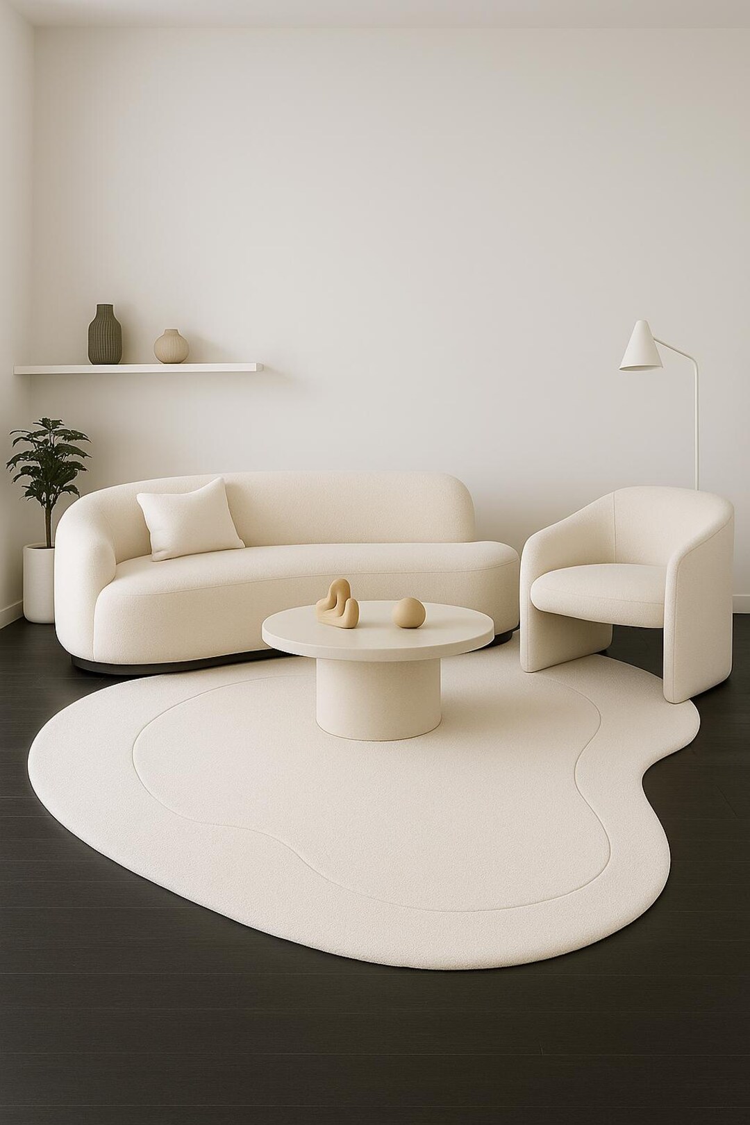 Organic Contour Rug Cream Organic Shape Rug | Sculpted Minimalist Contour Carpet | Luxury ...