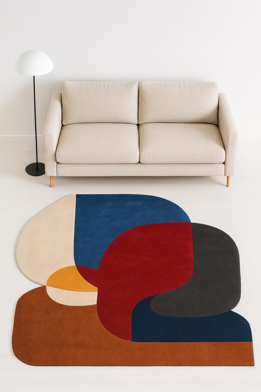 Hand Tufted Wool Abstract Rug | Modern Organic Shape Area Rug | Color ...