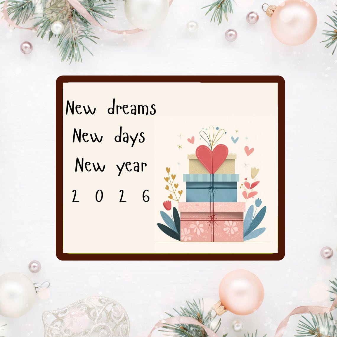 Printable New Year Card, Simple Wishing Style,digital Greeting Download ...