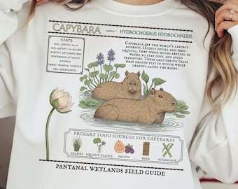 Vintage Capybara Field Guide Sweatshirt, Nature Illustration Crewneck