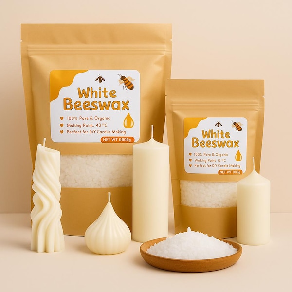 Perlas de cera de abeja blanca orgánica – 100% pura para velas y bálsamos caseros