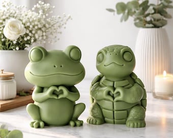 Molde de silicona para velas con forma de rana kawaii: manos de corazón, manualidades DIY