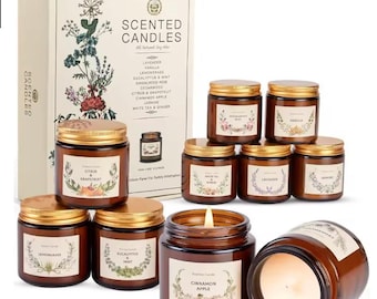 Set de regalo de velas navideñas, velas de soja aromáticas, 10 aromas