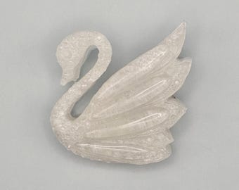 Broche witte zwaan, elegante vogelspeld van hars, handgemaakte minimalistische sieraden, sierlijk dierenaccessoire