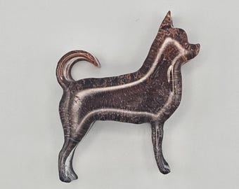Abstract Dog Brooch – Brown Marble Resin Pin – Minimalist Animal Jewelry – Gift for Dog Lover