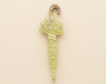Closed Umbrella Brooch, Handmade Resin Pin, Sage Green Jewelry, Elegant Rainy Day Gift, Cottagecore