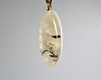 Wildflower Resin Pendant Necklace, Botanical Jewelry, Gold-Plated Chain