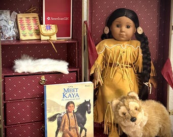 American Girl Kaya Doll Lot Tatlo Dog treffen Kaya Buchzubehör EUC