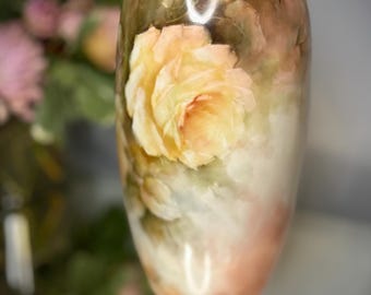 Heinrich Bavaria Vase mit Rosen - signiert C. Woods | Vintage Porzellan