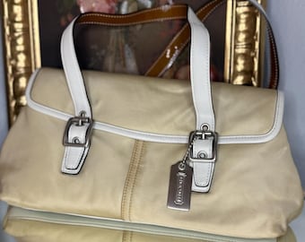 Vintage 03 'Coach Legancy Satchel - Cremefarbene Canvas & Leder Top Handle Bag