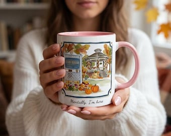 Tazza di Stars Hollow, Tazza "Mentalmente sono qui", Tazza ispirata a Gilmore Girls, Regalo accogliente per fan della serie TV, Tazza da caffè di Stars Hollow, Regalo per fan