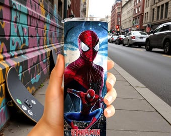 Gobelet Spider-man personnalisé 20 oz avec paille pour garçon