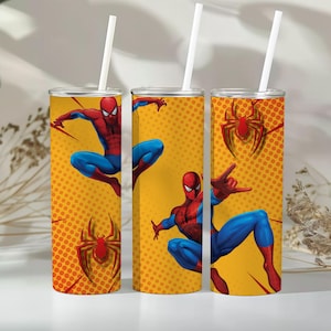 Personalized Spider-man 20oz tumbler With Straw , Coffee Tumbler, Gift For Boy image 2