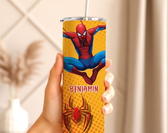 Personlig Spider-Man 60 cl tumbler med sugrör, kaffemugg, present till pojke