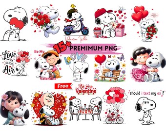 Snoopy Valentine PNG-bundel Snoopy Valentines Clipart Valentijnsdag Snoopy PNG Cute Snoopy Valentine instant digitale download