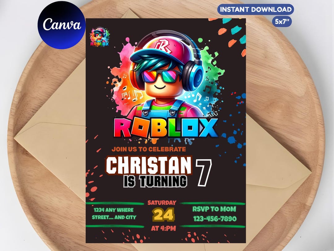 Roblox Birthday Invitation | Editable Game Party Template (digital ...