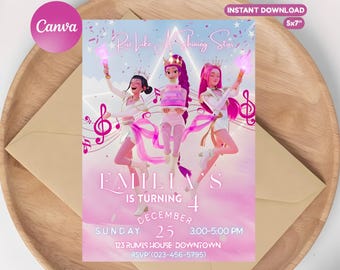 Anime Birthday Invitation | Kpop Theme, Canva Editable (Digital Download)