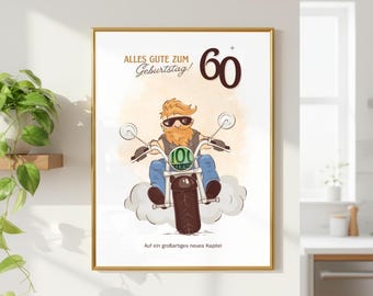 Geldcadeau 60e verjaardag voor hem | Afdrukbaar contant cadeau motorrijder | Direct downloaden
