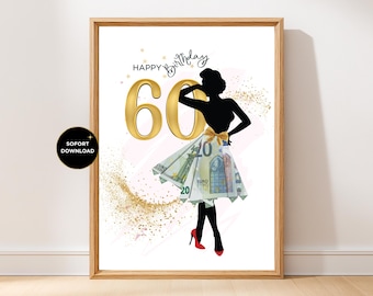 DIY-geldcadeau voor vrouw die 60ste verjaardag viert | Geldgeschenk zum 60. Geburtstag