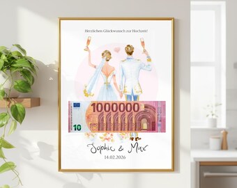 Cadeau de mariage personnalisé avec noms et date pour les jeunes mariés à imprimer