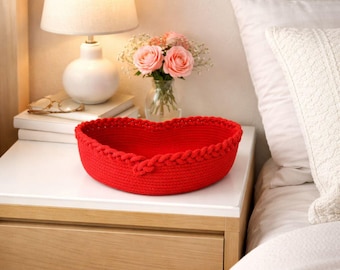 Dekokorb, romantisches Valentinstagsgeschenk für Sie, herzförmiger Korb, hübscher Aufbewahrungskorb, Deko-Organizer, Tischdekoration