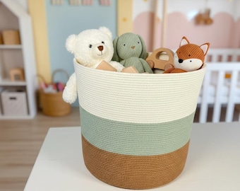 Aufbewahrungskorb aus Baumwollseil / Aufbewahrungskorb fürs Kinderzimmer / Spielzeugkorb / Wäschekorb / Kleiderkorb / Boho-Organizer aus Webstoff / Korb im skandinavischen Stil