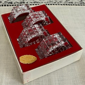 Vintage Lead Crystal Napkin Rings Set of 4 West Germany Cut Crystal Table Decor