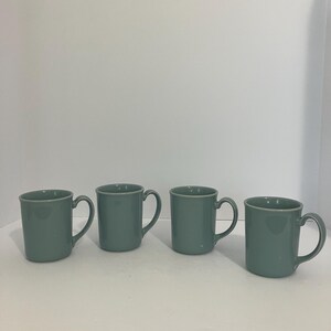 Vintage Corning Prego Aqua or "Robin's Egg Blue" Mugs Set of 4, "Robin's Egg Blue" Stoneware Coffee Cups, Made USA, Retro 1970 Kitchenware